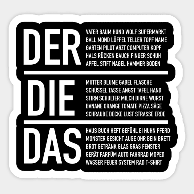 German Articles - German Language Cheatsheet Sticker by Hidden Verb